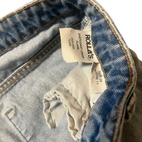 ROLLA'S Eastcoast Flare High Rise Cut-Off Fray Hem Crop Jeans Size 29 - Picture 9 of 10